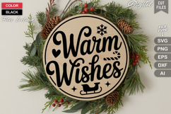 Warm Wishes SVG | Christmas Round Sign SVG | Xmas SVG Product Image 3