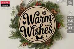 Warm Wishes SVG | Christmas Round Sign SVG | Xmas SVG Product Image 3