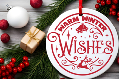 Warm Winter Wishes Round SVG Ornament Product Image 2