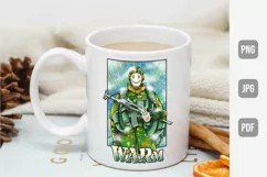 Warm | Soldier with Cup of Coffee in Winter | Funny T shirt Product Image 4