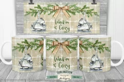Warm & Cozy Christmas Mug Sublimation 11 & 15 oz | Ice Skate Product Image 1