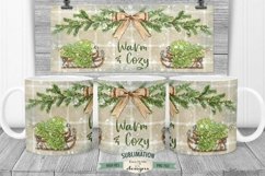 Warm &amp; Cozy Christmas Mug Sublimation 11 &amp; 15 oz | Sled Tree Product Image 1