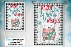 Warm Winter Wishes Polar Bear Garden Flag Sublimation Design Product Image 1