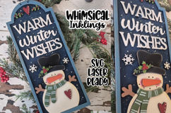 Warm Winter Wishes Snowman Sign Laser SVG Product Image 1