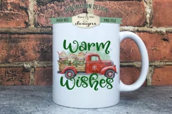 Red Truck Hauling Cocoa Cups with Whipped Cream Sublimation Product Image 3