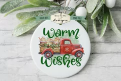 Red Truck Hauling Cocoa Cups with Whipped Cream Sublimation Product Image 4