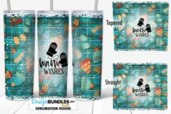 20 oz Tumbler Sublimation PNG | Mittens Hats Warm Wishes Product Image 1