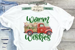 Red Truck Hauling Cocoa Cups with Whipped Cream Sublimation Product Image 1