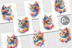 Wartercolor Cat and Flower | Digital Paper Product Image 3