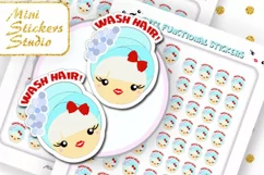 Cute Girl Kawaii Wash Hair Planner Stickers Blonde Product Image 1