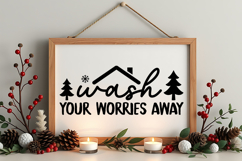 Wash Your Worries Away Sign SVG, Farmhouse Christmas Sign Product Image 4