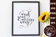 Wash Your Worries Away Vertical Farmhouse Home Sign Svg Product Image 1