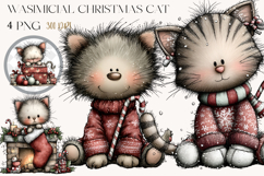 Whimsical Christmas cat PNG Sublimation Product Image 1