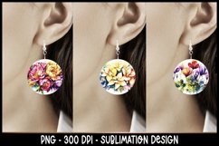 15 Rainbow Flowers Round Earrings Sublimation Bundle Product Image 2