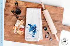 dish towel with fairy illustration