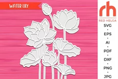 water lily svg, july flower svg, cancer birth svg, water lily outline, water lily silhouette, laser cut file, layered lily svg, lily bouquet svg, water lily bundle, wood lotus svg, month flower svg, taurus plant svg, birth flower svg