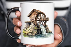 Water Wheel Watercolor PNG Clipart Product Image 2