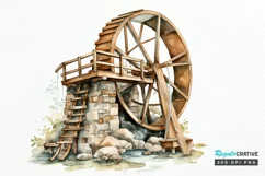 Water Wheel Watercolor PNG Clipart Product Image 1