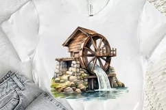 Water Wheel Watercolor PNG Clipart Product Image 3