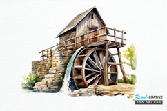 Water Wheel Watercolor PNG Clipart Product Image 1