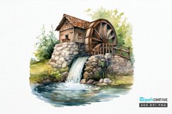 Water Wheel Watercolor PNG Clipart Product Image 1