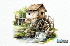 Water Wheel Watercolor PNG Clipart Product Image 1
