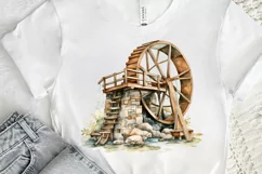 Water Wheel Watercolor PNG Clipart Product Image 2