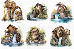 Water Wheel Watercolor Sublimation clipart Product Image 5