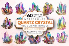 Watercolor Quartz Crystal Clipart Bundle Product Image 1