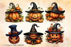 Halloween Pumpkin Sublimation Clipart Bundle Product Image 2