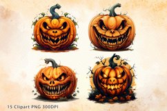 Halloween Pumpkin Sublimation Clipart Bundle Product Image 3