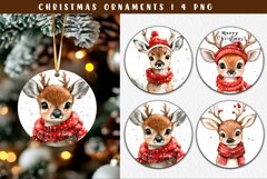 Watercolor Christmas Deer Ornament Product Image 1