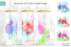 watercolor 25 oz glass can beer tumbler sublimation design