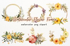 Garden Flower Frames Watercolor PNG Product Image 1