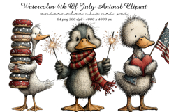 Watercolor 4th Of July Animal Clipart Product Image 1