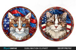 Watercolor 4th of July Cat Graphics Clipart Product Image 1