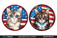 Watercolor 4th of July Cat Graphics Clipart Product Image 1