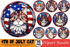 Watercolor 4th Of July Cat Clipart Bundle Product Image 1