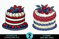 Watercolor 4th Of July Cupcakes Exquisite Clipart Product Image 1
