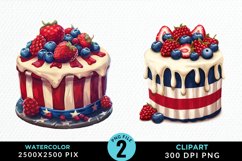 Watercolor 4th Of July Cupcakes Exquisite Clipart Product Image 1