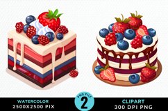 Watercolor 4th Of July Cupcakes Artwork Clipart Product Image 1