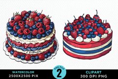 Watercolor 4th Of July Cupcakes Artwork Clipart Product Image 1