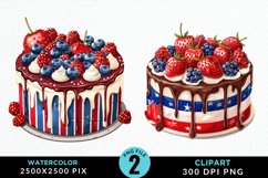Watercolor 4th Of July Cupcakes Exquisite Clipart Product Image 1