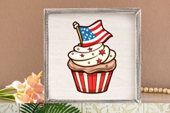 Watercolor 4th Of July Cupcakes Clipart Bundle Product Image 3