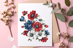 Watercolor 4th Of July Floral Clipart Product Image 2
