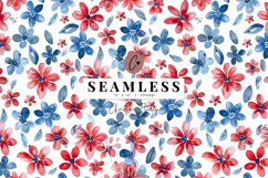 Seamless Watercolor 4th Of July Flower Pattern Product Image 1