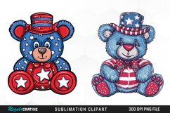 Watercolor 4th of July Teddy Bear Set Clipart Product Image 1