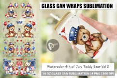 Glass Can Wraps Teddy Bear 4th of July Product Image 1
