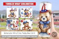 Tumbler Sublimation Wrap Teddy Bear 4th of July Product Image 1