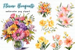 Spring Flower Bouquets Watercolor Clipart Png Product Image 1